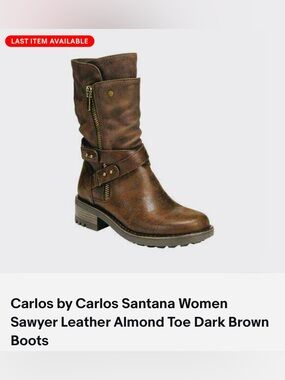 *New* Carlos by Carlos Santana Brown Leather Mid-Calf Boot
